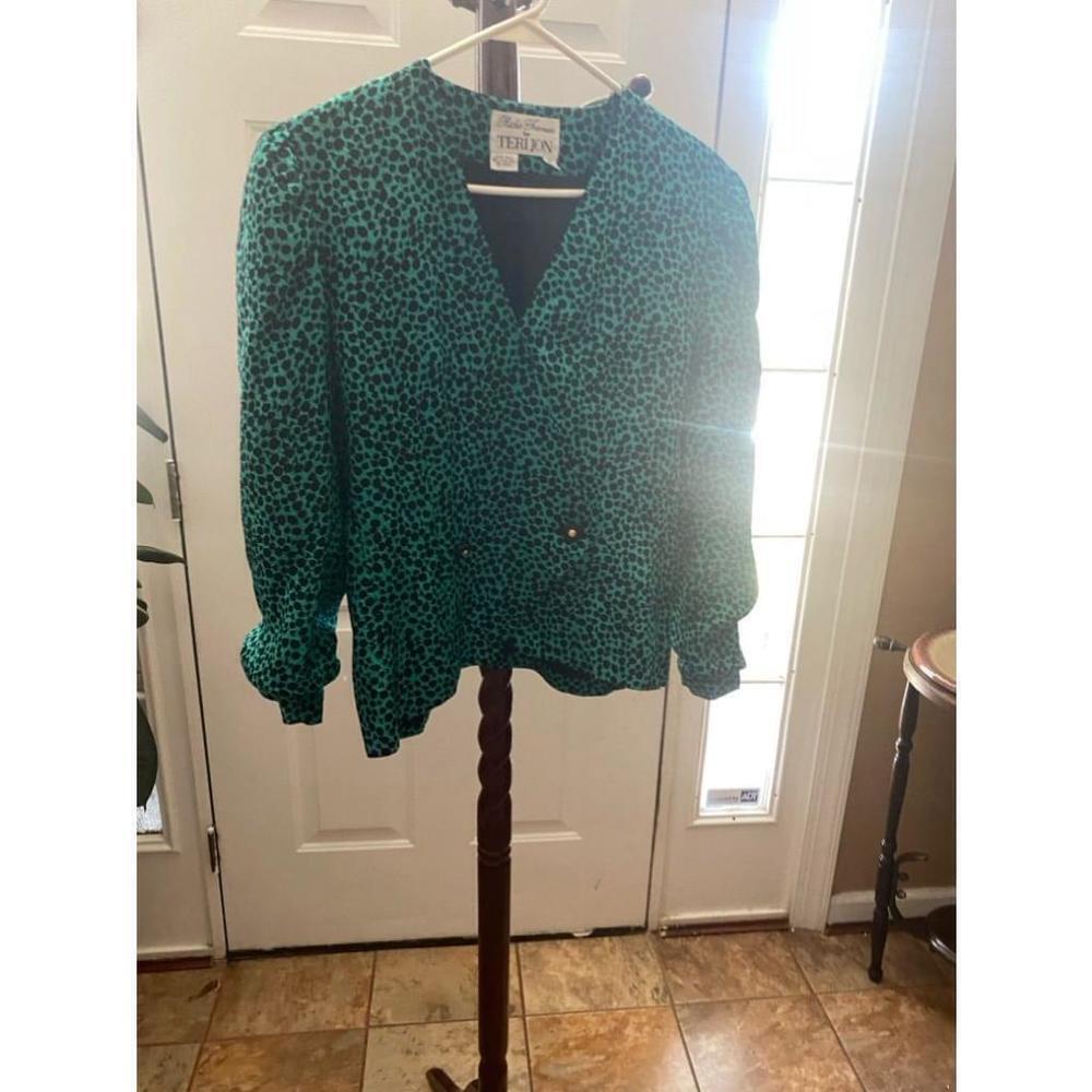 Women's Teri Jon Green Silk Blazer Size 10